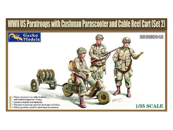 WW.II US Paratrooper w/Cushman Parascooter & Rl-35 Cable Reel Cart Set 2