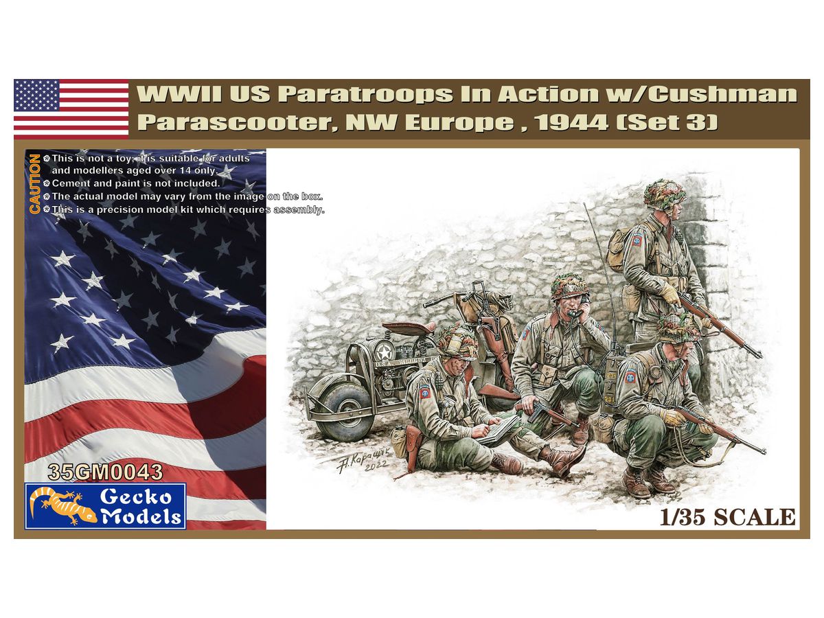 WWII US Paratroops In Action w/Cushman Parascooter, NW Europe, 1944. (Set 3)