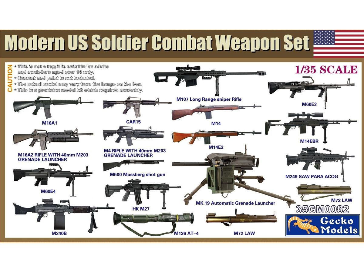 Modern US Soldier Combat Weapon Set