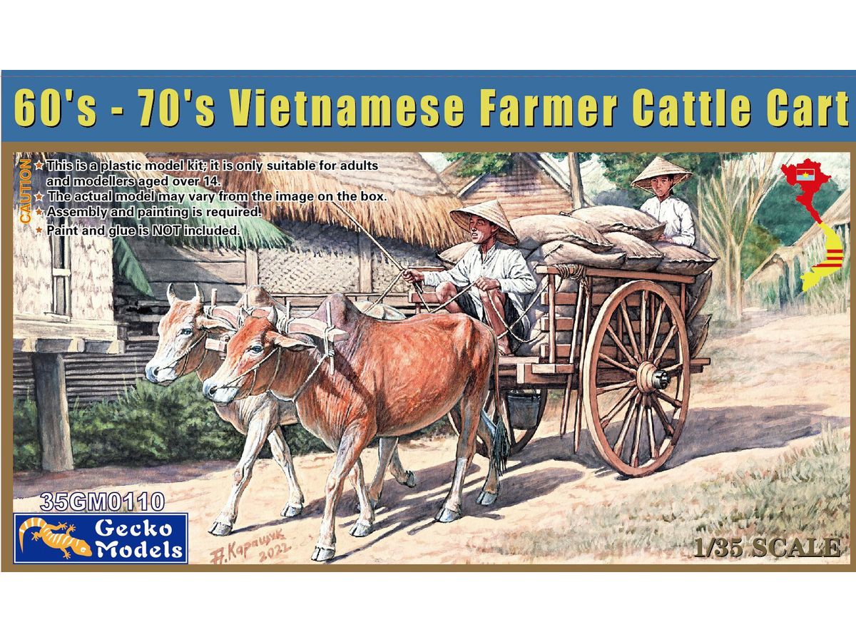 60's-70's Vietnamese Farmer Cattle Cart Set