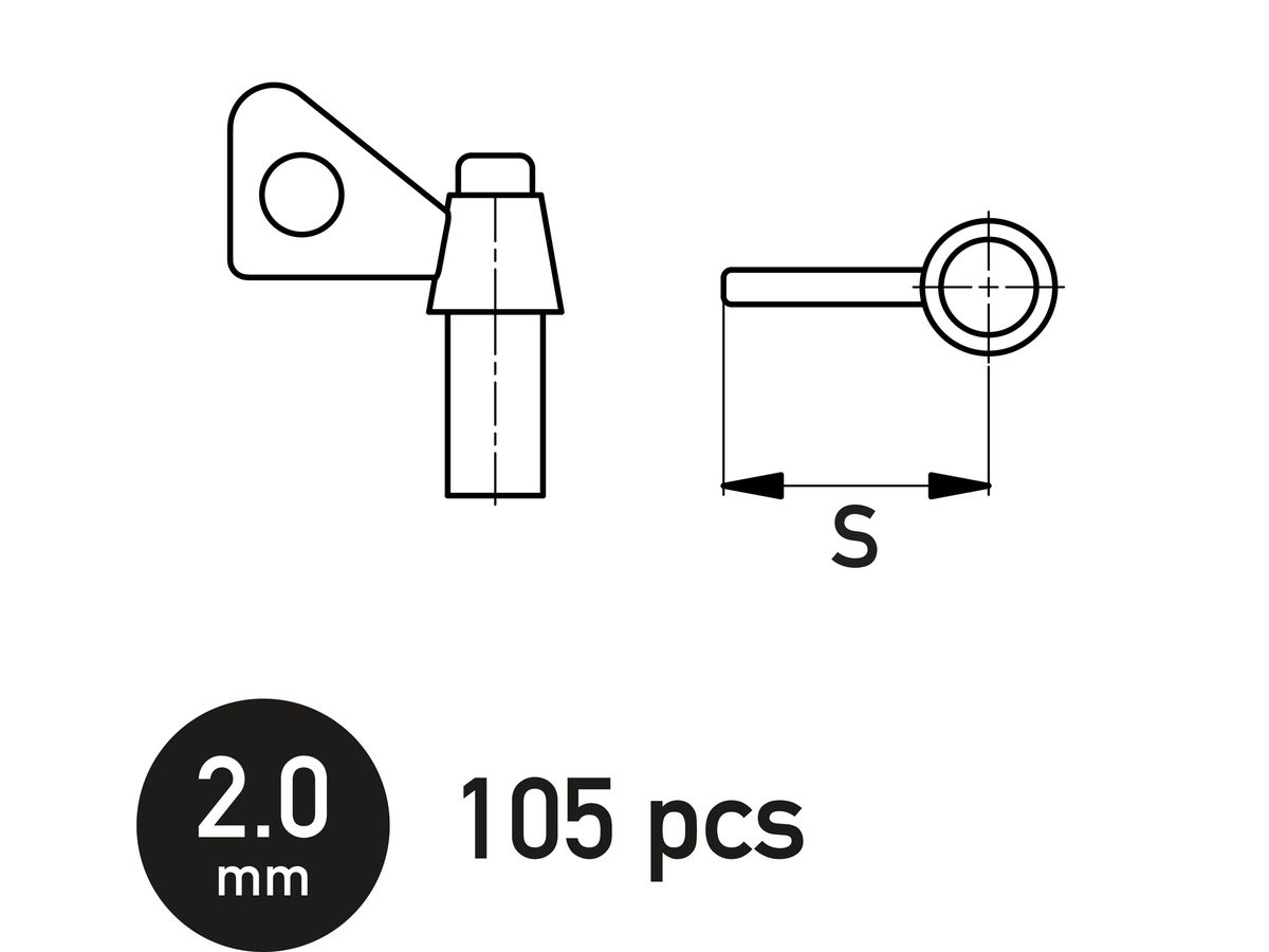 Single Wing Nut 2.0 mm