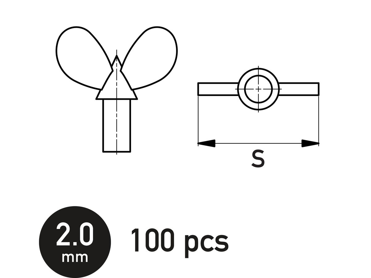 Butterfly Wing Bolt 2.0 mm