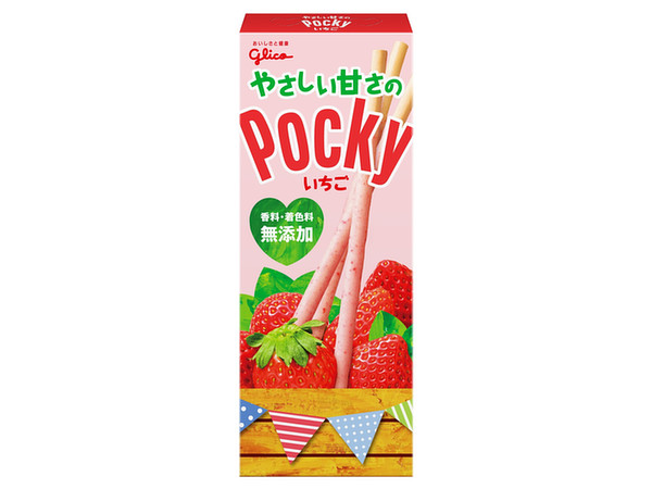 Yasashii Amasa Pocky (Mildly Sweet Pocky) Strawberry: 1 Box (27g)