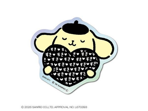 SAN-271 Pompompurin Hologram Mini Sticker Heart