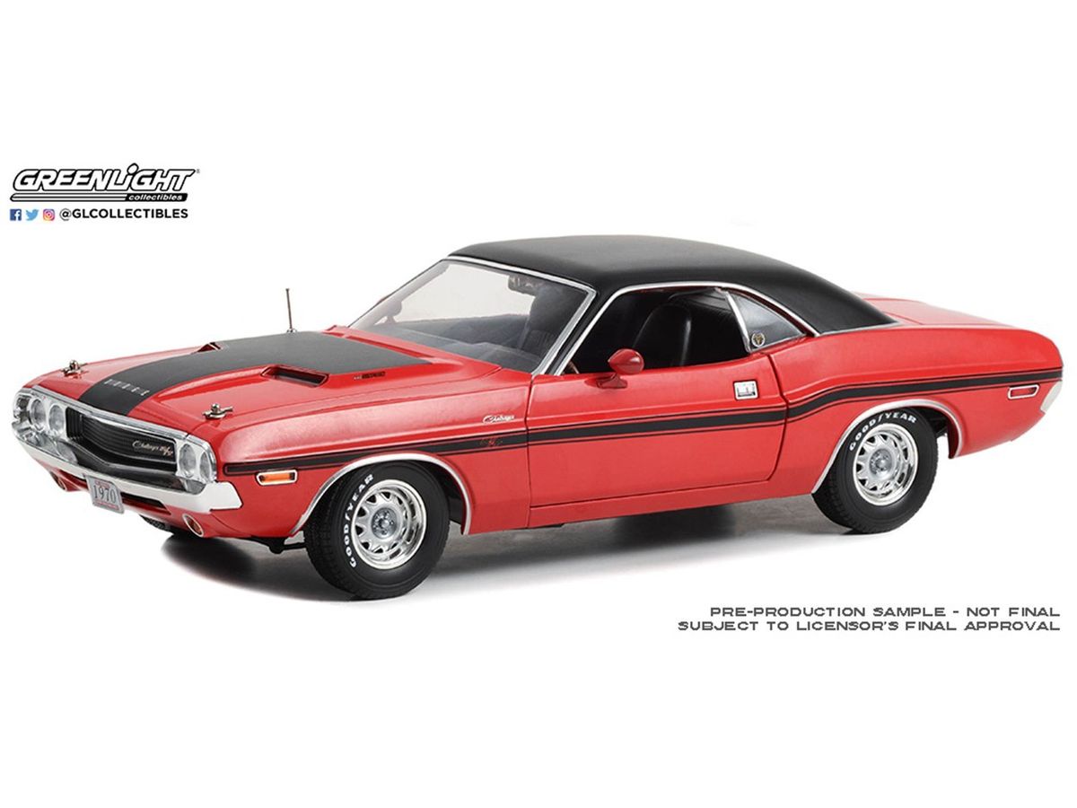 GreenLight 1970 Dodge Challenger R/T 440 Six-Pack - Mr. Norm's Grand Spaulding Dodge - Red with Black Interior