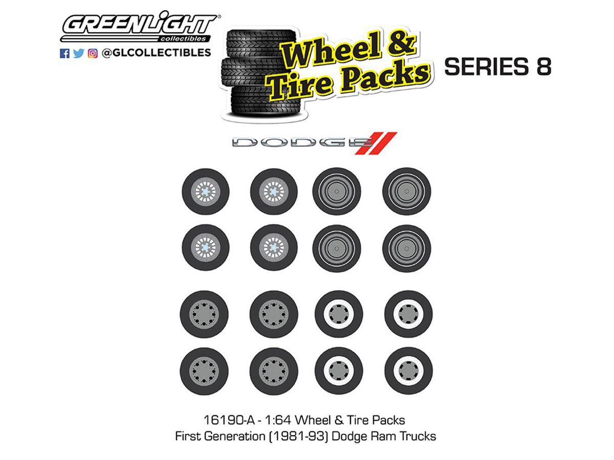 GreenLight Auto Body Shop - Wheel & Tire Packs Series 8 - First Generation (1981-93) Dodge Ram Trucks