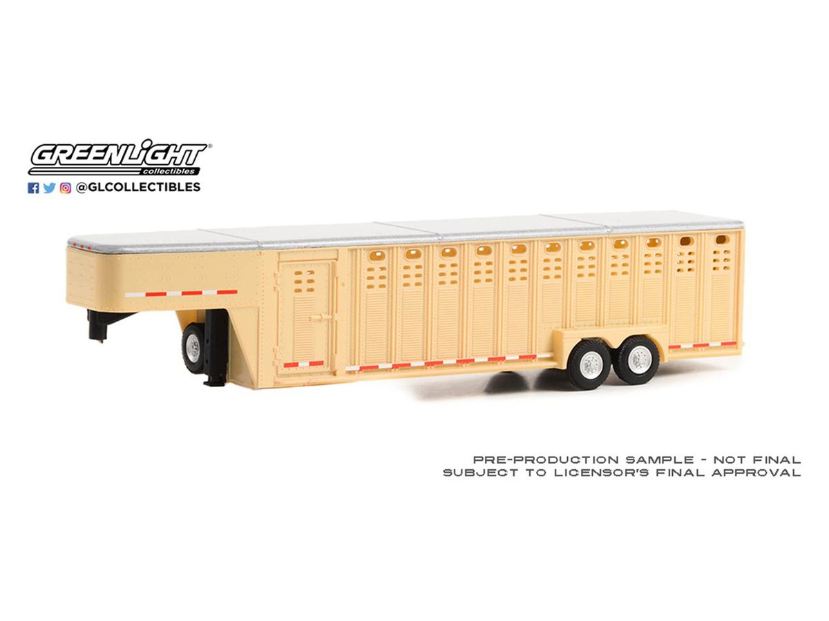 GreenLight Hitch & Tow Trailers - 26-Foot Vertical Three Hole Gooseneck Livestock Trailer - Beige
