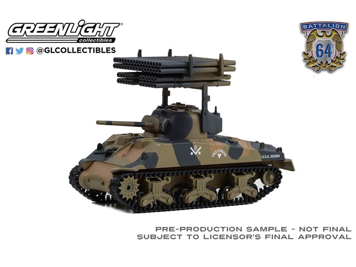 GreenLight Battalion 64 - 1945 M4 Sherman Tank - U.S. Army World War II - 12th Armored Division, Germany with T34 Calliope Rocket Launcher