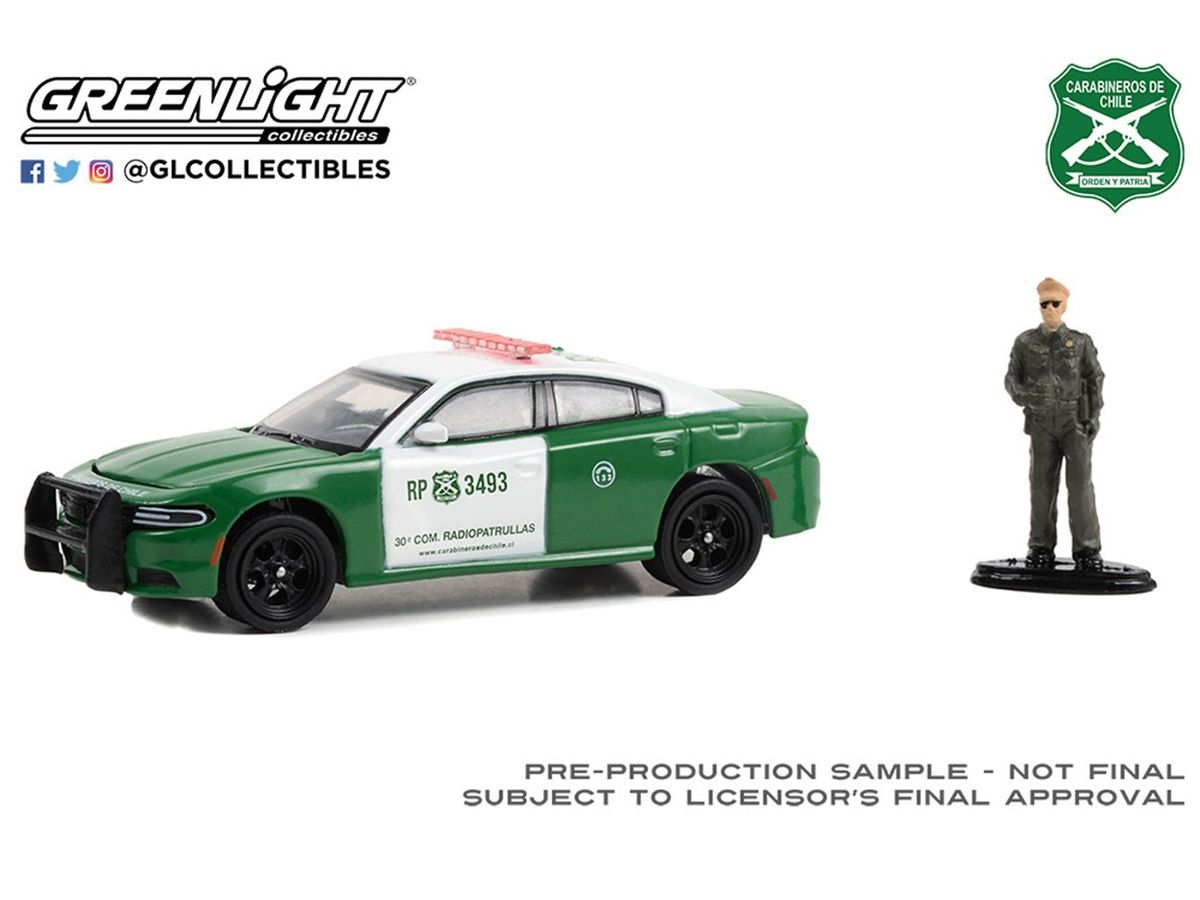 GreenLight 2018 Dodge Charger Pursuit - Carabineros de Chile with Carabineros de Chile Police Figure