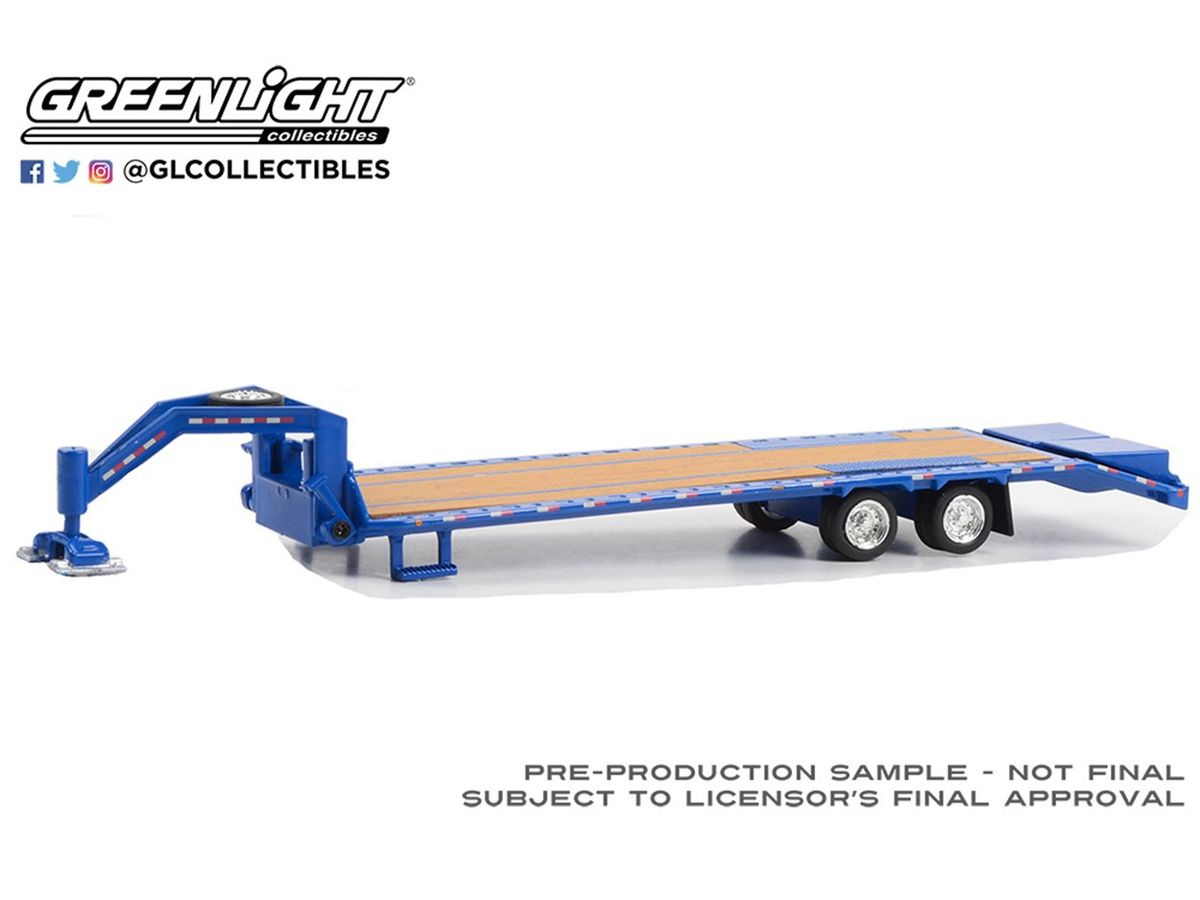GreenLight Gooseneck Trailer - Blue with Red and White Conspicuity Stripes