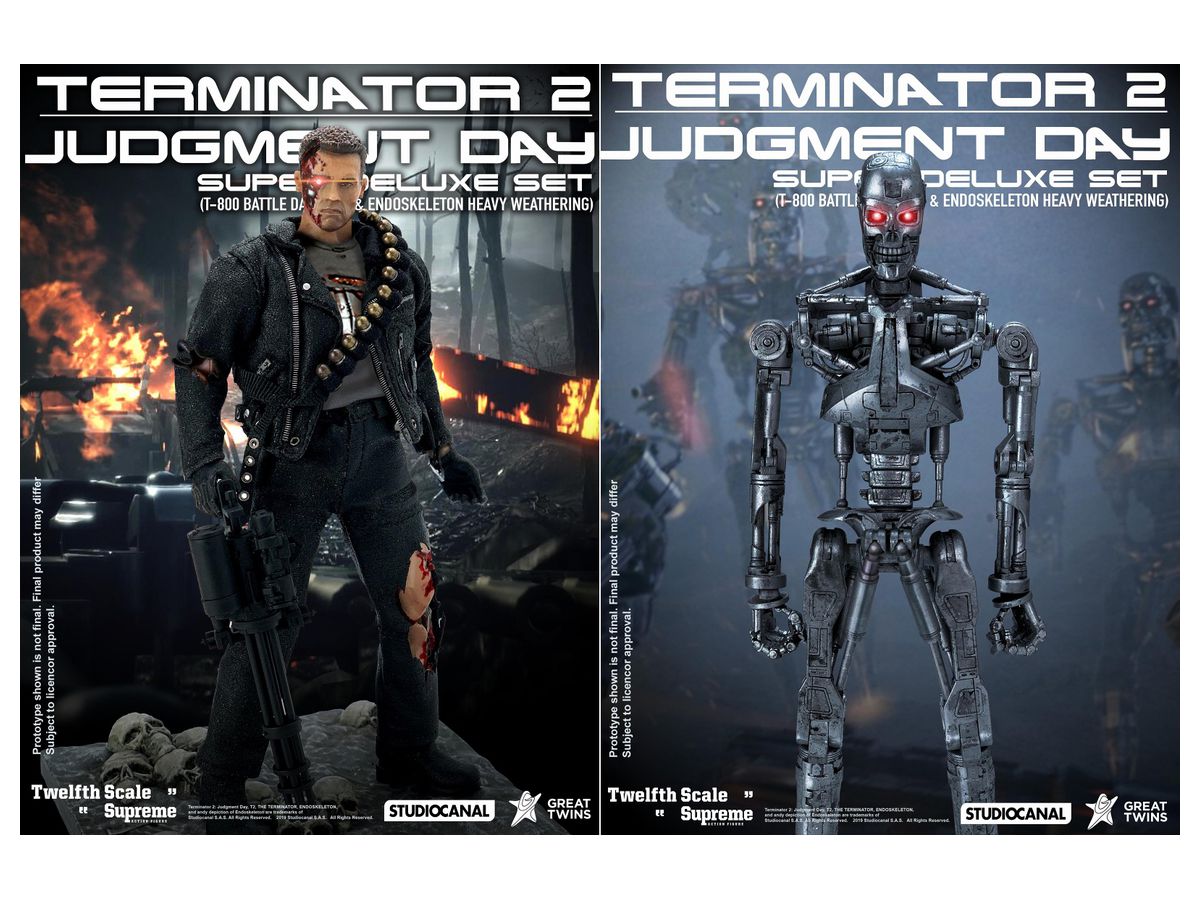 Terminator 2 T2 Battle Damage T-800 & Weathered Endoskeleton Action Figure DX Set
