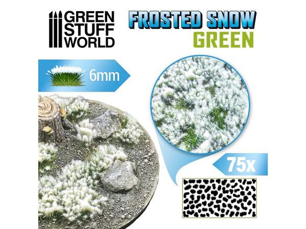 Scene Material Snow Covered Bush 6mm Height Green (with Adhesive)