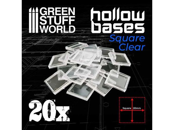 Bordered Plastic Display Base Clear Square 20mm