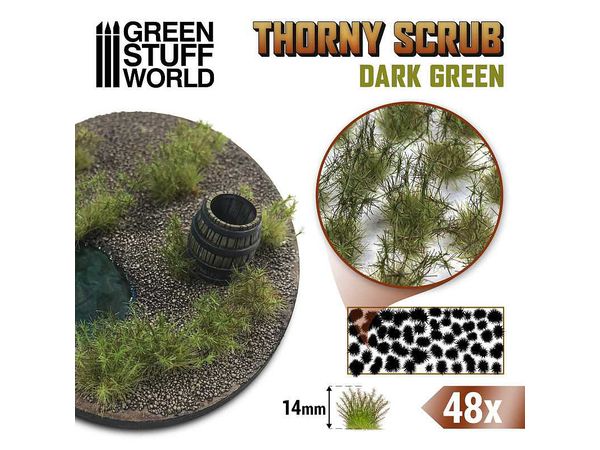 Scene Material Thorny Bush Height 14mm Dark Green (with Adhesive)