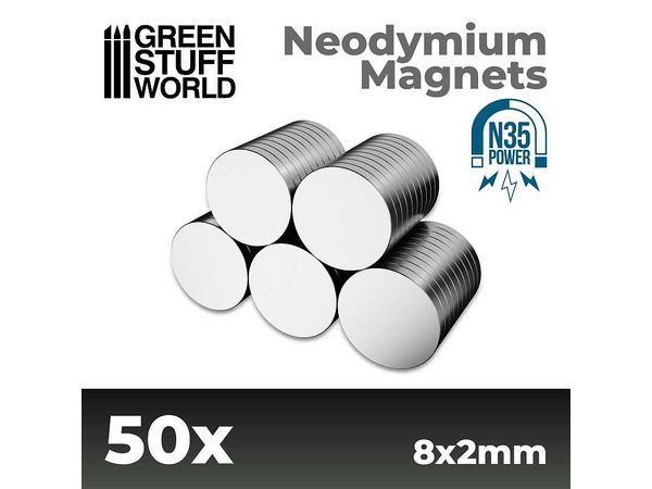 Neodymium Magnet Round 8mm x 2mm - 50pcs (N35)