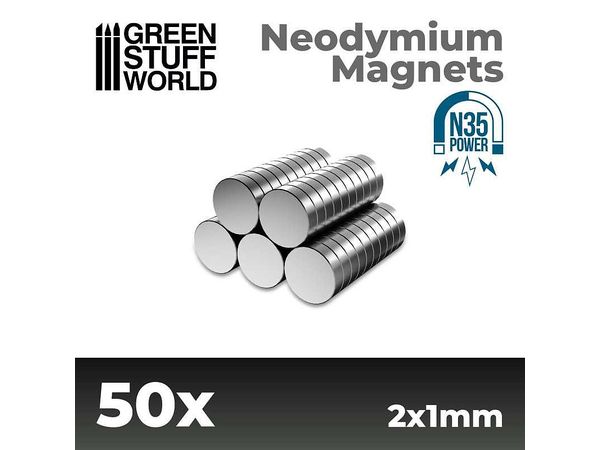 Neodymium Magnet Round 2mm x 1mm - 50pcs (N35)