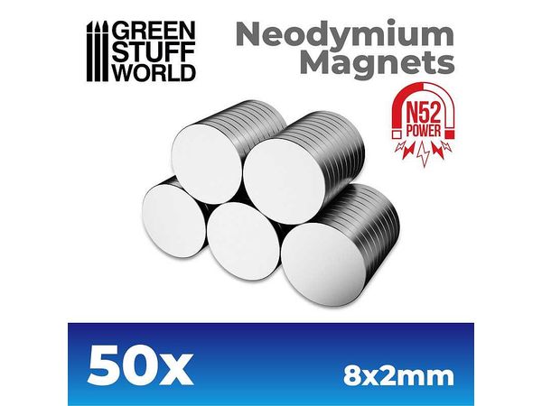 Neodymium Magnet Round 8mm x 2mm - 50pcs (N52)