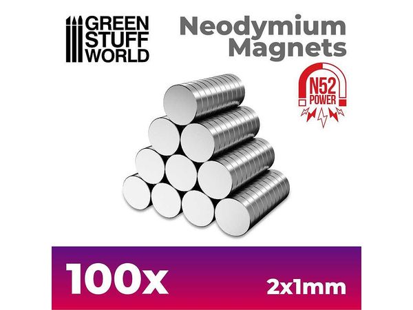 Neodymium Magnet Round 2mm x 1mm - 100pcs (N52)