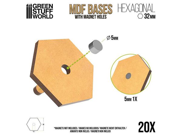 MDF Hexagonal Base Set (32mm) 20 pcs