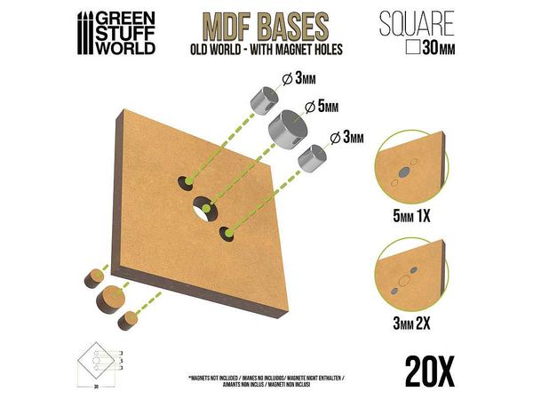 MDF Old World Square Base Set (Length and width 30mm) 20 pcs