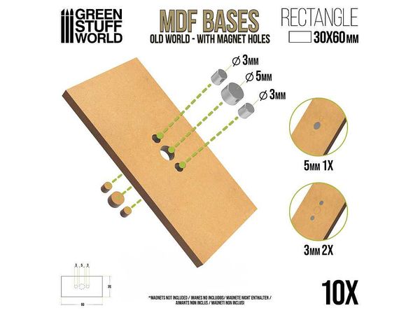 MDF Old World Rectangular Base Set (Height 30mm x Width 60mm) 10 pcs