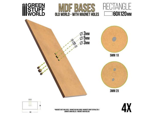 MDF Old World Rectangular Base Set (Height 60mm x Width 120mm) 4 pcs