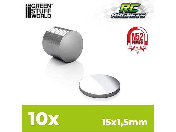 Neodymium Magnets 15 x 1.5mm - 10pcs (N52)