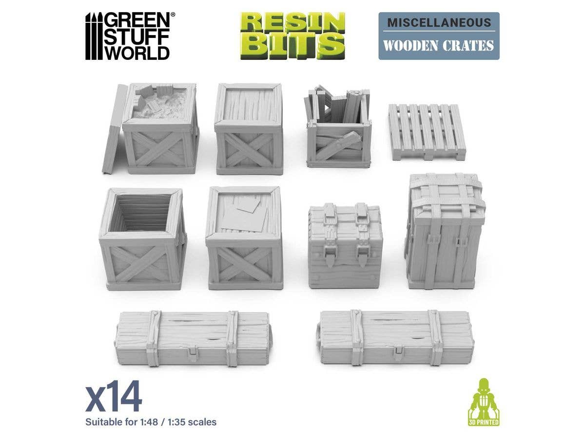 3D Print Set Wooden Crates (14pcs)