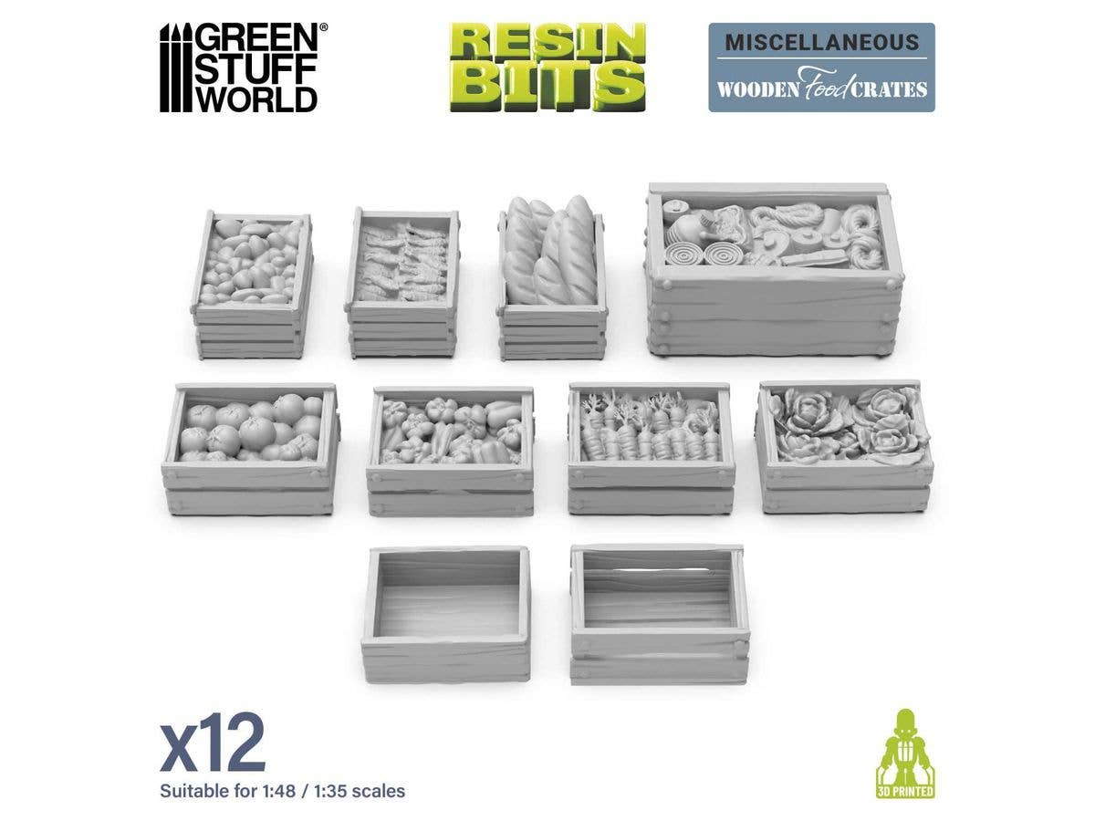 3D Print Set Wooden Food Crates (12pcs)