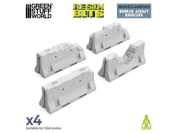 3D printed set - Broken Jersey Barriers (1:48-1:35)