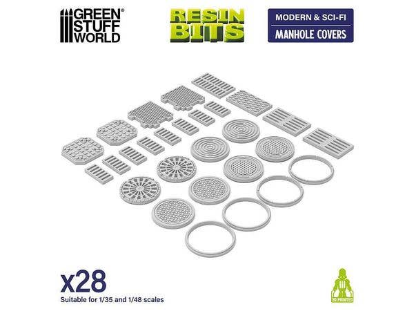 3D printed set - Manhole Covers (1:48-1:35)