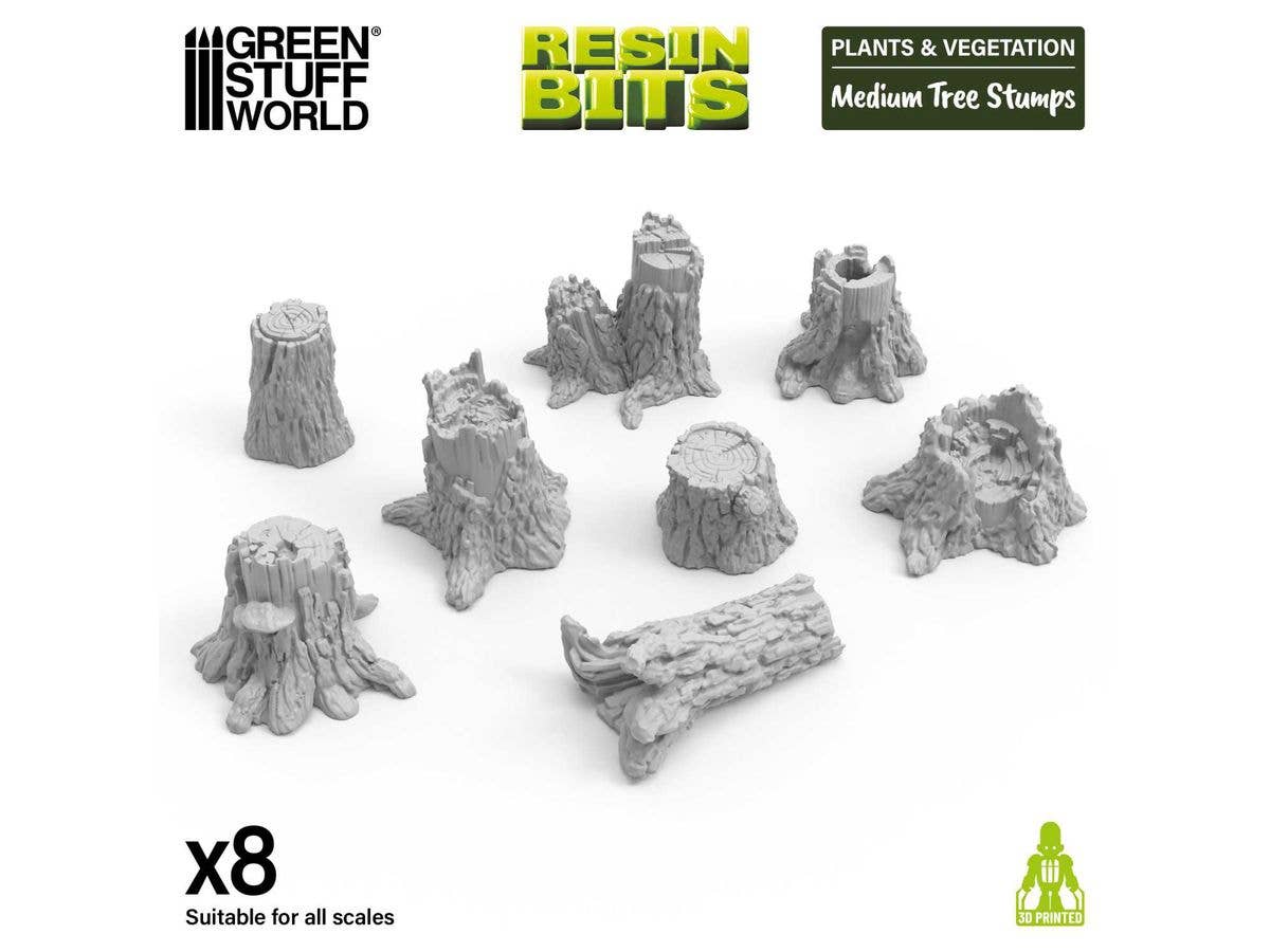 3D Print Set Medium Tree Stumps (8pcs)