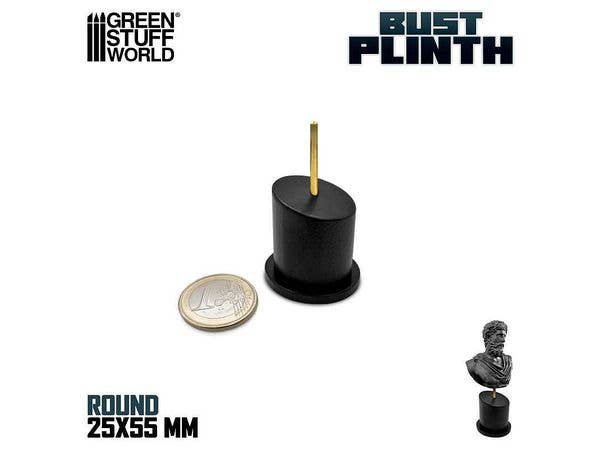 Tapered Round Bust Plinth 2,5x2,5cm Black