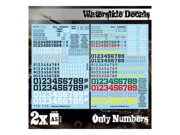 Water Slide Decal Arabic Numerals