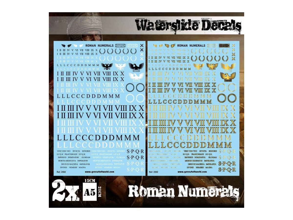 Water Slide Decal Roman Numerals