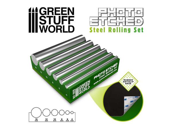 Photo Etched Steel Rolling Set (4/6/8/10/12/16mm Diameter)