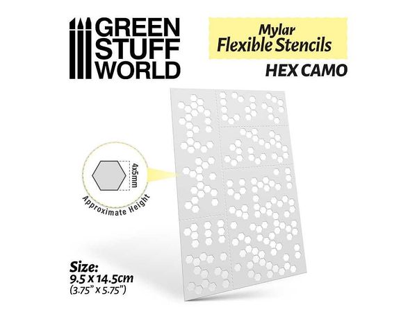 Flexible Stencil Sheet Hex Camo (4 x 5mm Square)