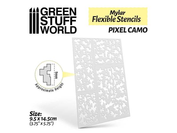Flexible Stencil Sheet Pixel Camo (Approx. 9mm Large)