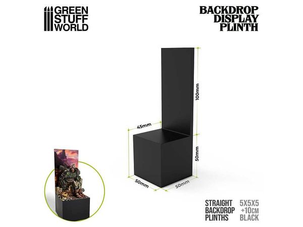 Square Pedestal Display Stand with Background Board Small (5cm x 5cm x 5cm) Black