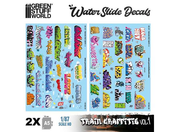 Waterslide Decal HO Graffiti Decal Set 1