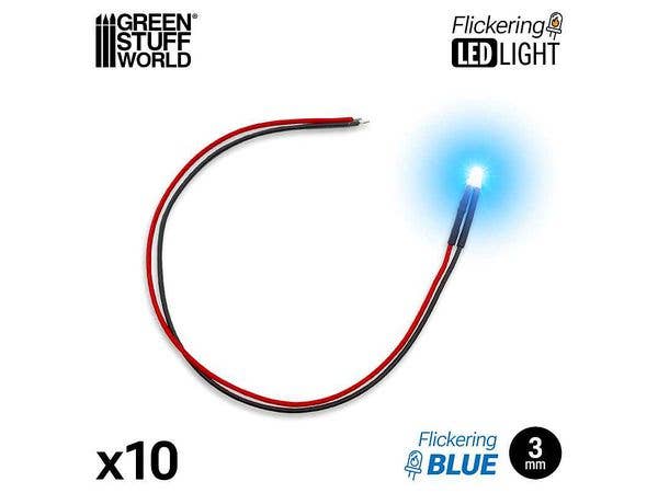 Blue Flickering LED Lights 3mm (10pcs)