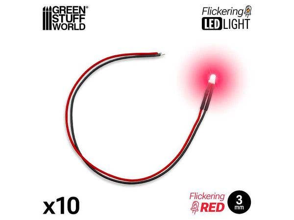 Red Flickering LED Lights 3mm (10pcs)