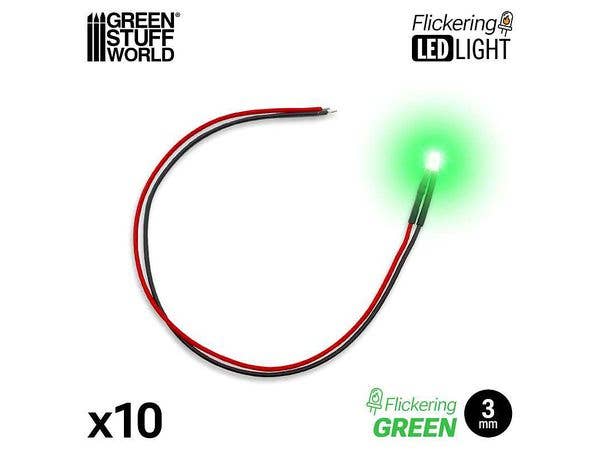 Green Flickering LED Lights 3mm (10pcs)