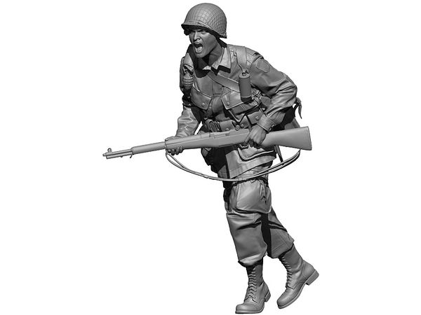 WW.II US Army Paratrooper Assaulting