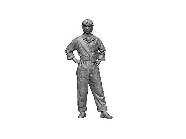 WWII US Tank Crew Member Standing with Hands on Hips