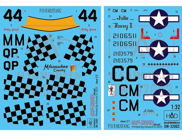 P-51B/C Mustang 15th Air Force decal sheet