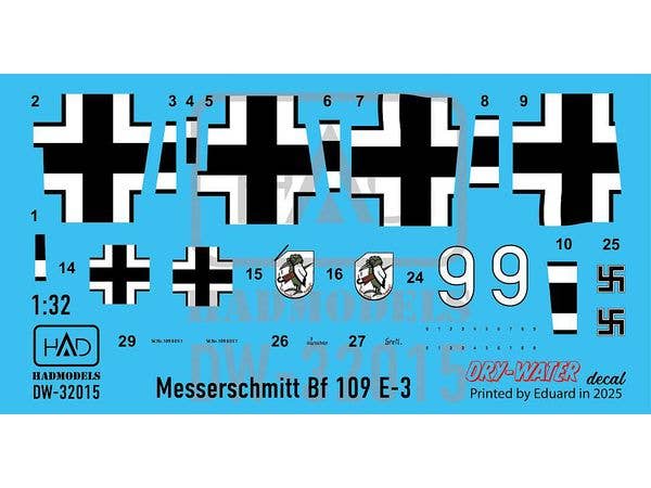 Messerschmitt Bf109E-1 ''White 9'' decal sheet