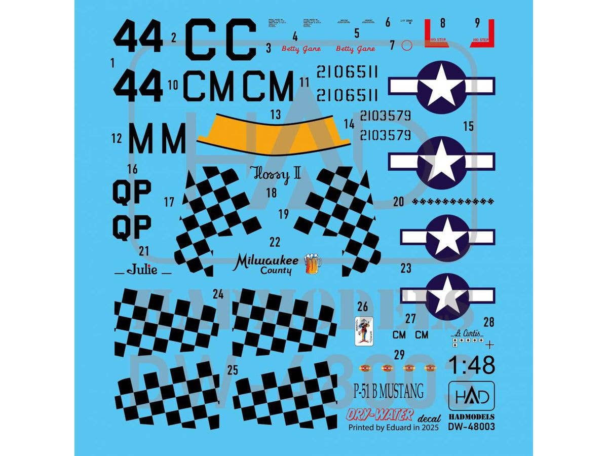 P-51B/C Mustang 15th Air Force decal sheet