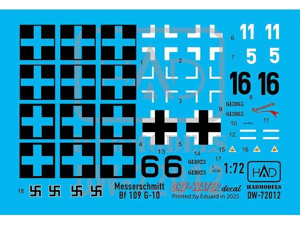 Messerschmitt Bf109G-10/U4 decal sheet