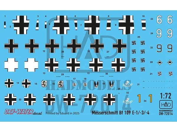 Messerschmitt Bf109E-1/-3/-4 decal sheet